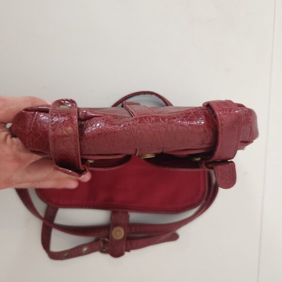 The Many Moods of Poppie Jones Crossbody Bag Burgundy Shoulder Purse Buckle Pock - Picture 11 of 16